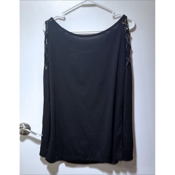 Sparkly Black Caged Shoulder Tee - Picture 5 of 7